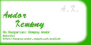 andor kempny business card